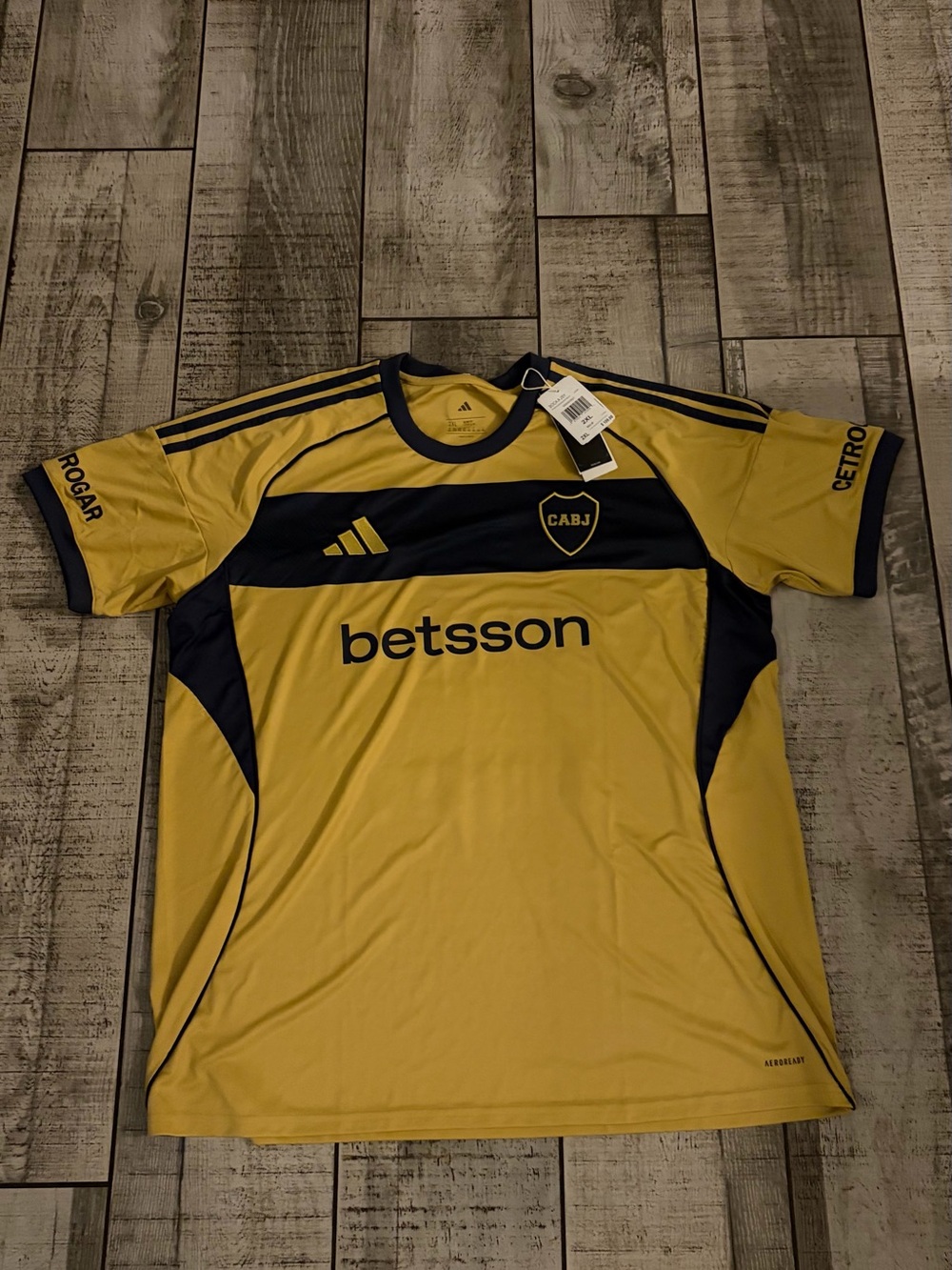 Adidas Boca Juniors 2025/2026 Away Jersey Yellow and Blue Men’s Size 2XL